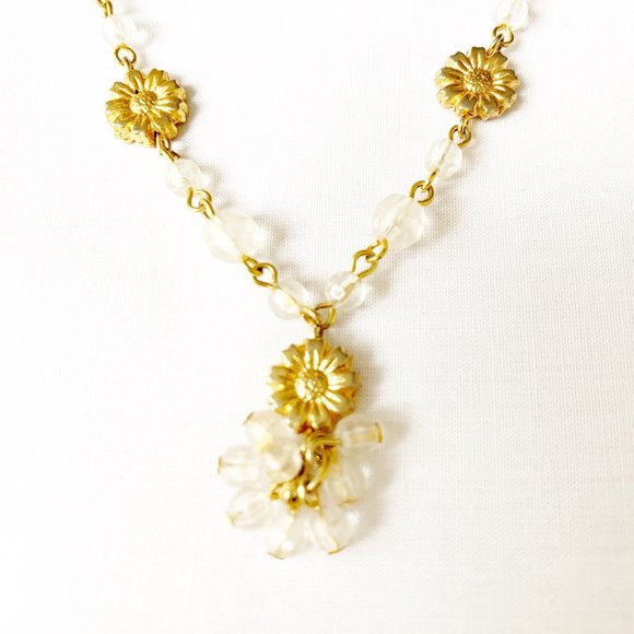 VINTAGE | CUTE HAND MADE GOLD NECKLACE WITH BEADS - Picture 3 of 6